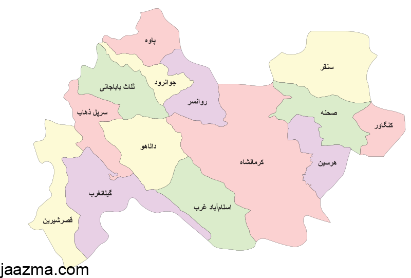 نقشه تقسیماتی استان کرمانشاه